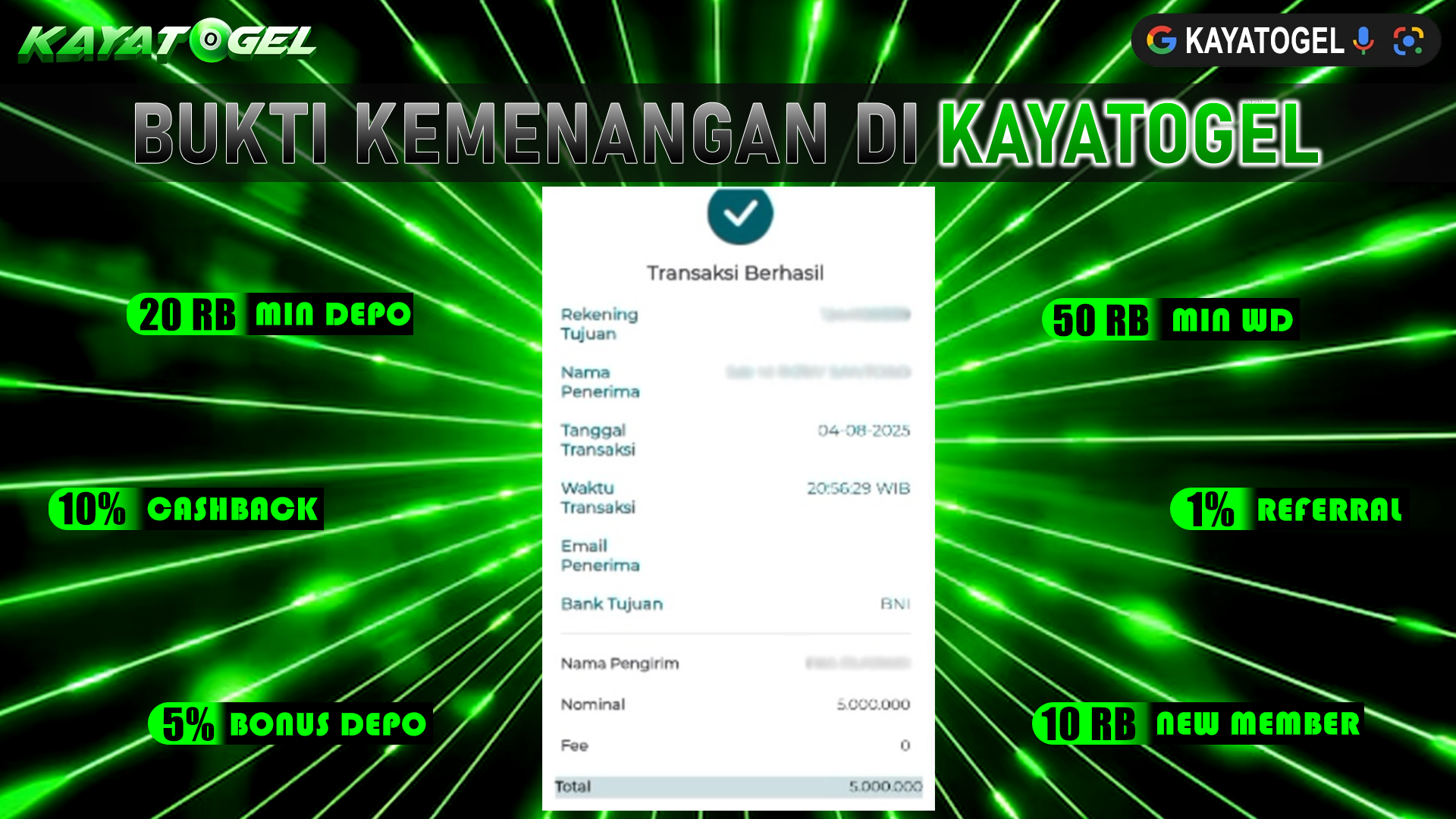 KAYATOGEL JACKPOT SLOT BANDIT MEGAWAYS Rp.5.000.000.,- LUNAS