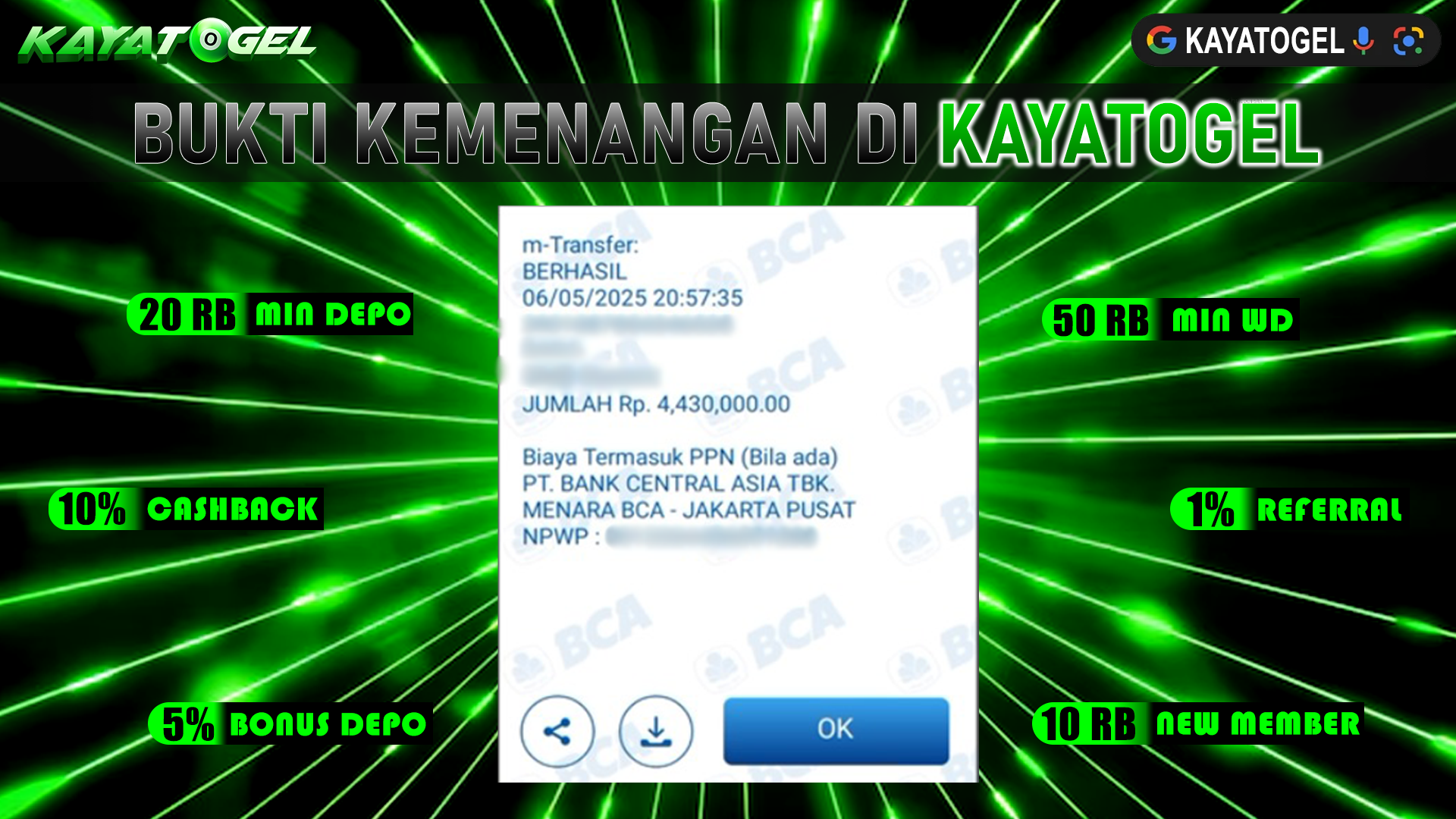 KAYATOGEL JACKPOT TOGEL PASARAN NEW YORK Rp.4.430.000.,- LUNAS